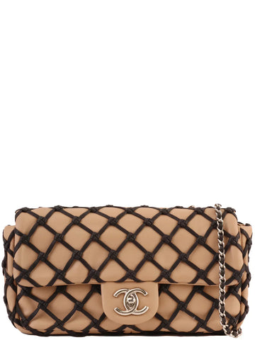 Top Quality Chanel Around 2010 Made Clochette Turn-Lock Chain Shoulder Bag Beige/Black