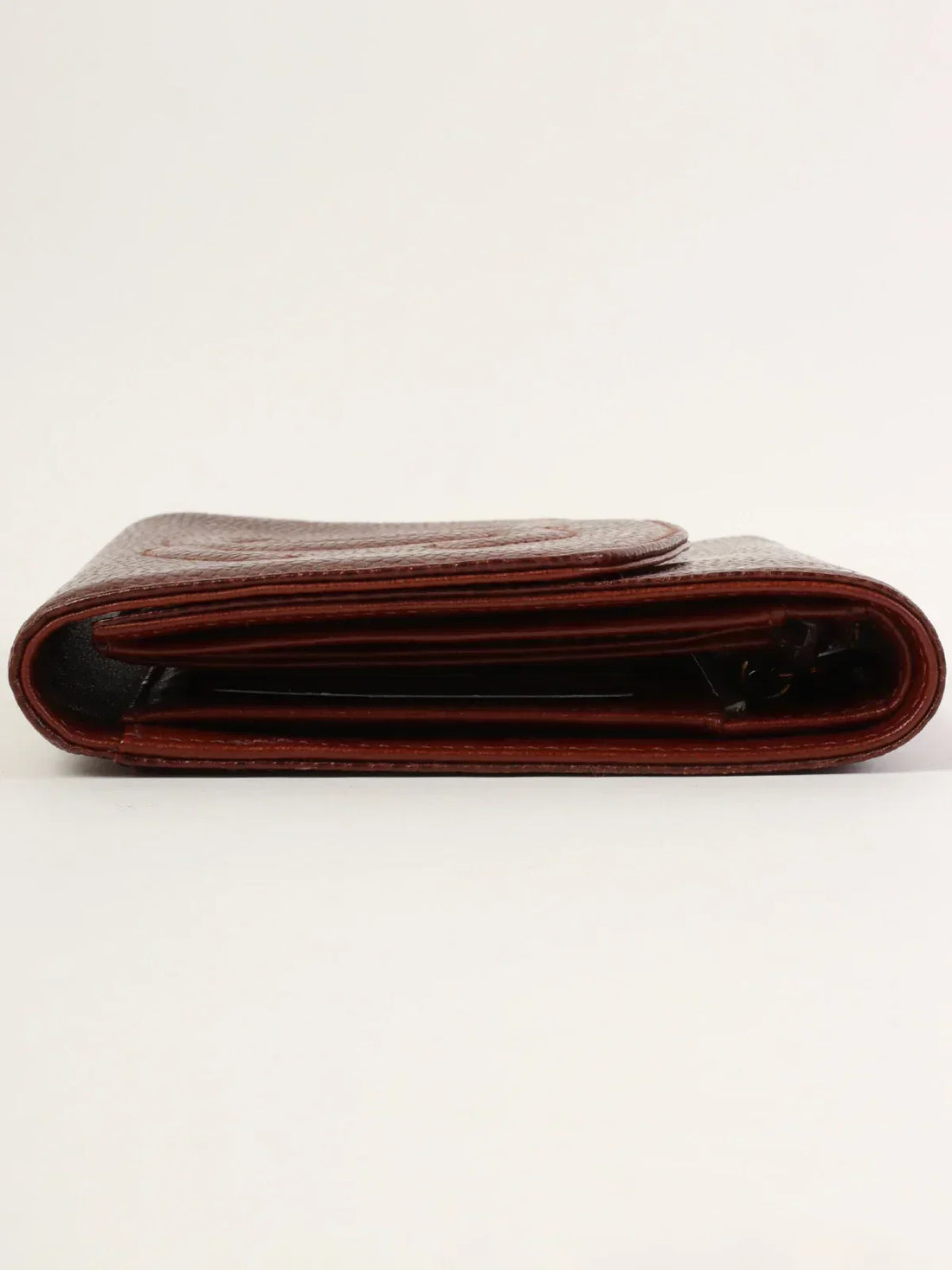 Top Quality Chanel Around 1998 Made Caivar Skin Cc Mark Stitch Wallet Brown
