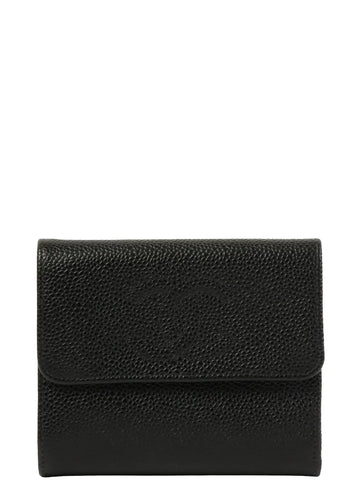 Top Quality Chanel Around 2001 Made Caviar Skin Cc Mark Stitch Wallet Black