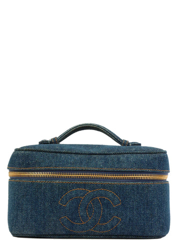 Top Quality Chanel Around 1997 Made Denim Cc Mark Stitch Vanity Indigo