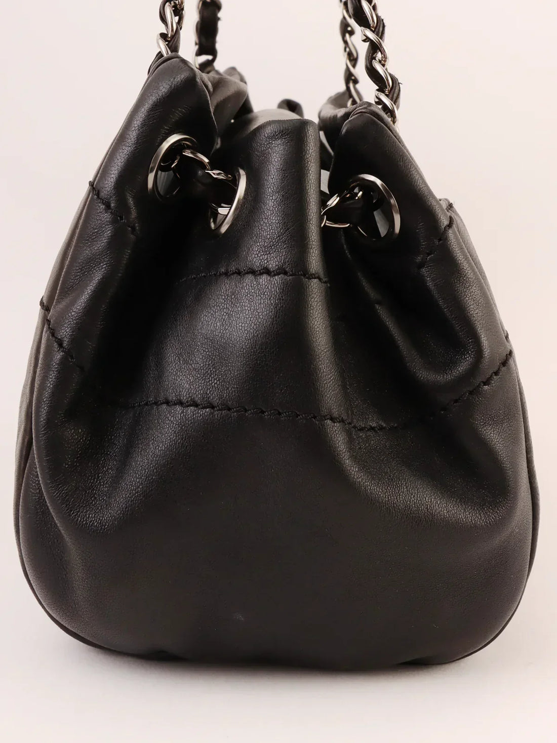 Top Quality Chanel Around 2005 Made Logo Plate Chain Shoulder Bag Black