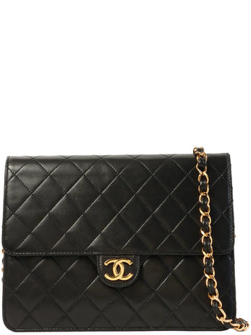 Top Quality Chanel Around 1998 Made Straight New Cc Mark Plate Chain Bag Black