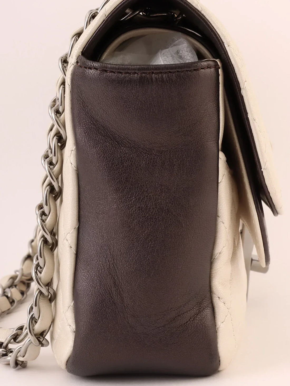Top Quality Chanel Around 2008 Made Bicolor 2.55 Chain Shoulder Bag Pearl White/Black