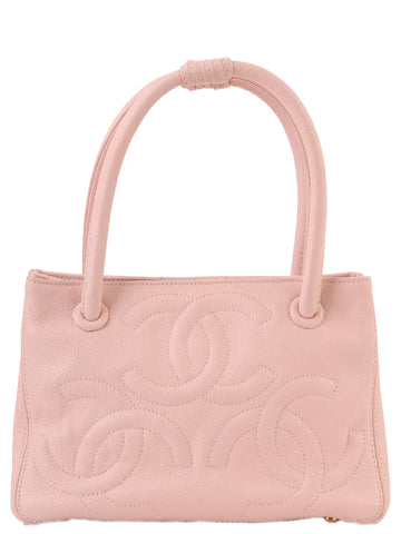Top Quality Chanel Around 2004 Made Triple Cc Mark Stitch Top Handle Bag Pastel Pink