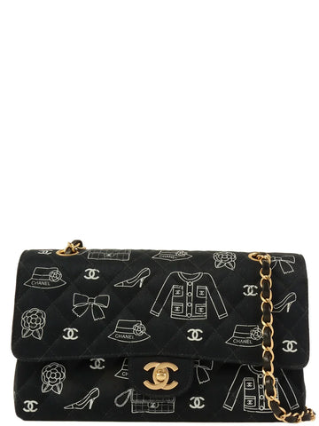 Top Quality Chanel Around 2001 Made Canvas Cc Mark Multi Print Classic New Chain Bag 25Cm Navy