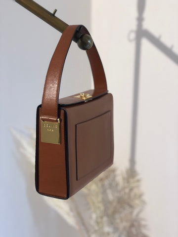 CELINE Gancini Logo Box Handbag Brown New 1:1 Old CELINE yv5uv8
