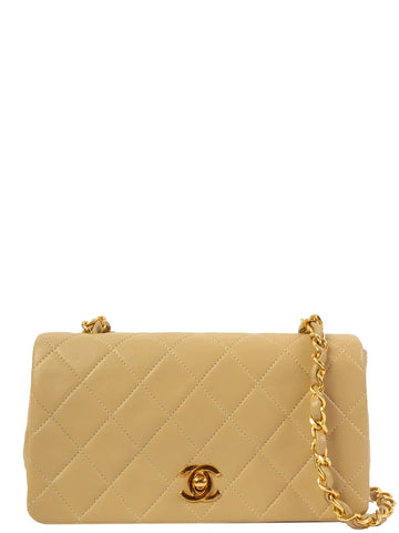 Top Quality Chanel Around 1990 Made Full New Chain Bag Mini Beige