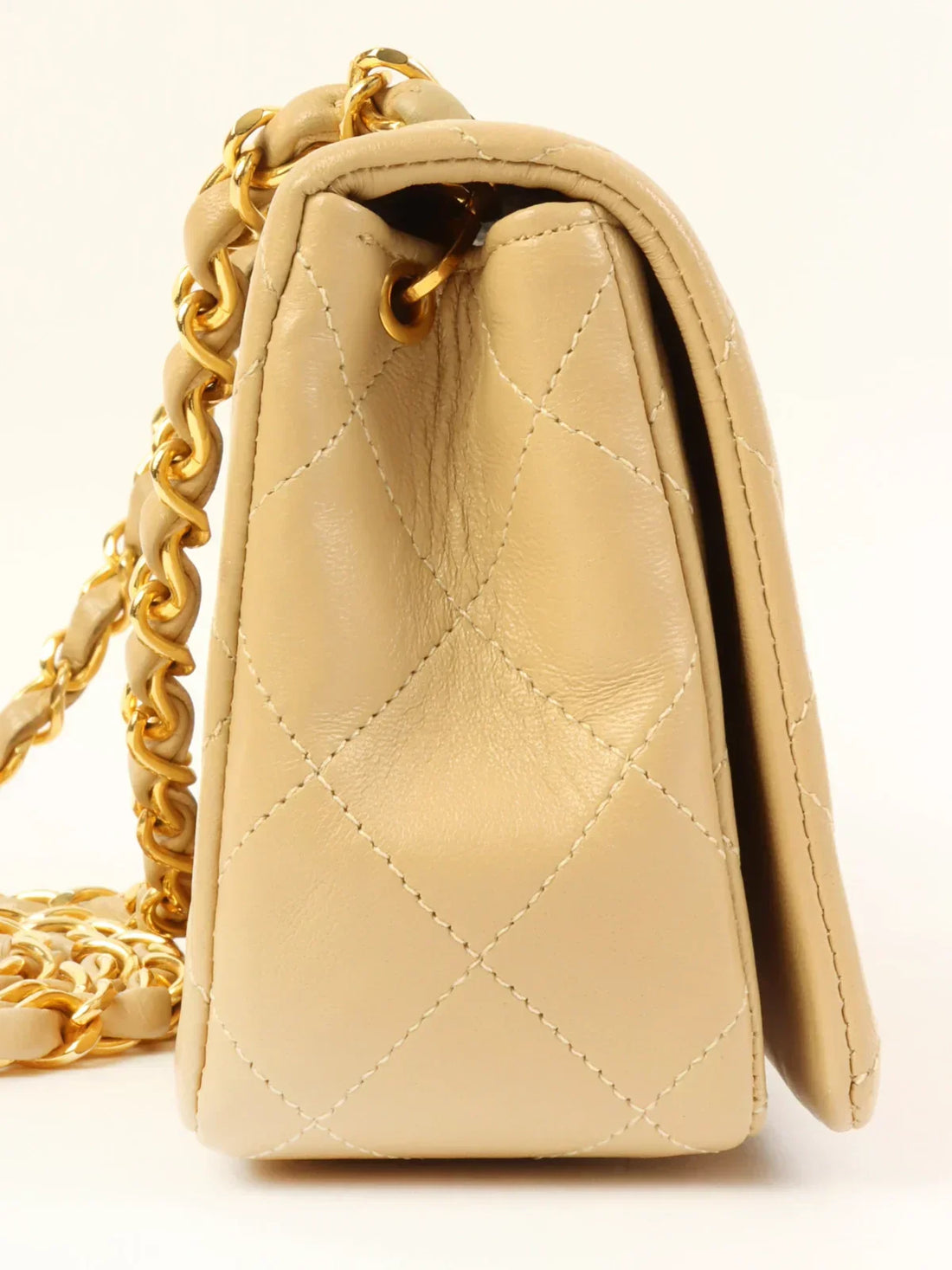 Top Quality Chanel Around 1990 Made Full New Chain Bag Mini Beige