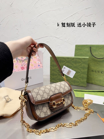GC496 / Gucci Horsebit 1955 Shoulder Bag / 9.4"W x5.1"H x 2.2"D