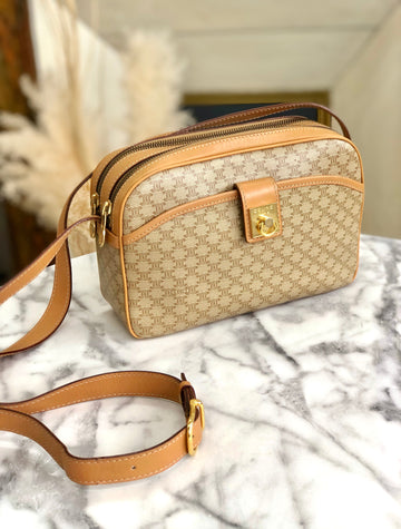 CELINE Macadam Gancini Double Zipper Shoulder bag Beige New 1:1 Old CELINE ka2sir
