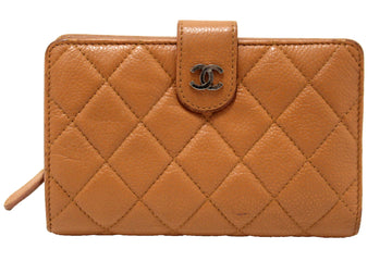 Top Quality Chanel  Brown Quilted Caviar Leather Bifold Wallet