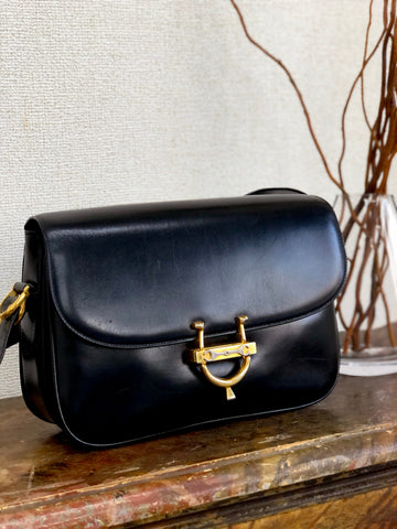 CELINE Horseshoe Crossbody Shoulderbag Black New 1:1 Old CELINE 7k2ni4