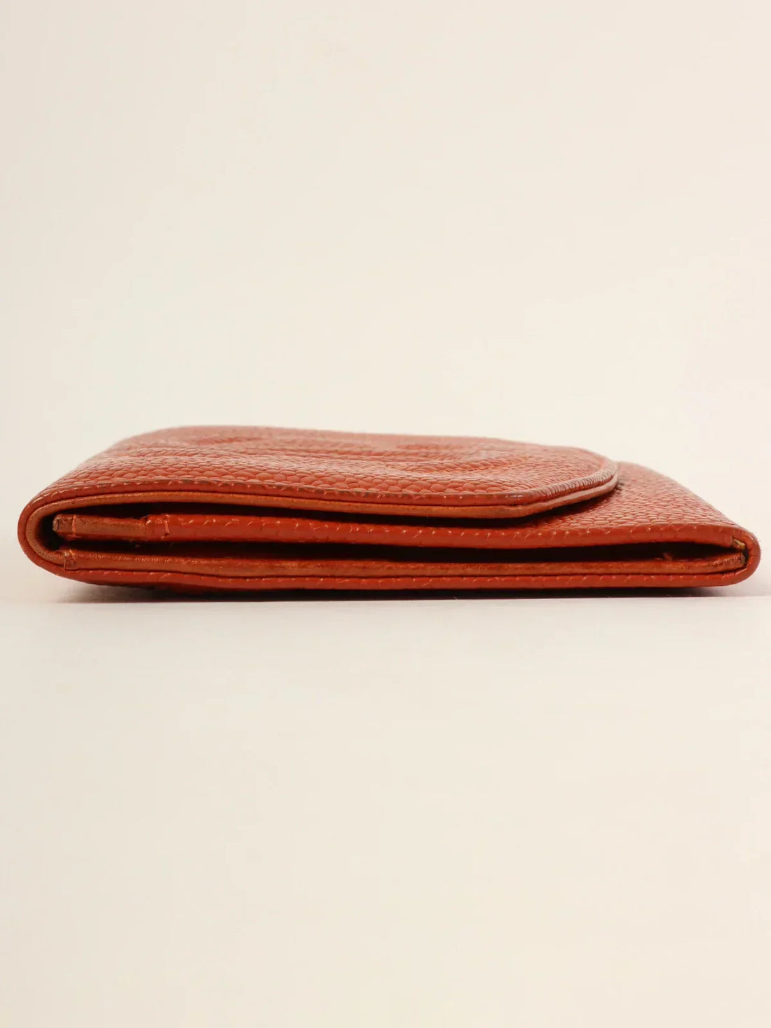 Top Quality Chanel Around 1998 Made Caviar Skin Cc Mark Stitch Wallet Orange