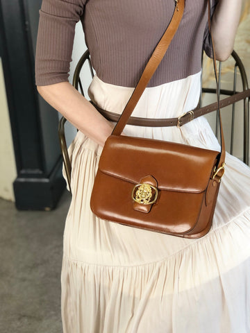 CELINE Emblem Motif Shoulder bag Camel New 1:1 4zs7bs