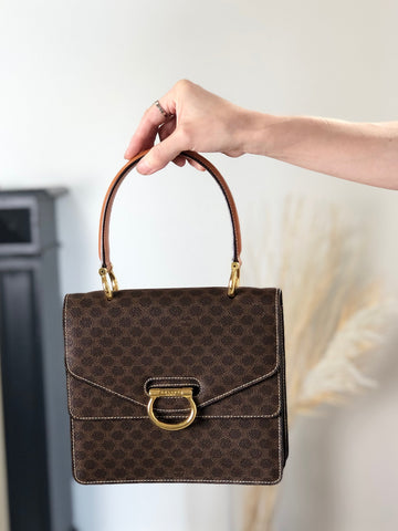 CELINE Macadam Horse Bit Double Flap Handbag Brown New 1:1 8byndv