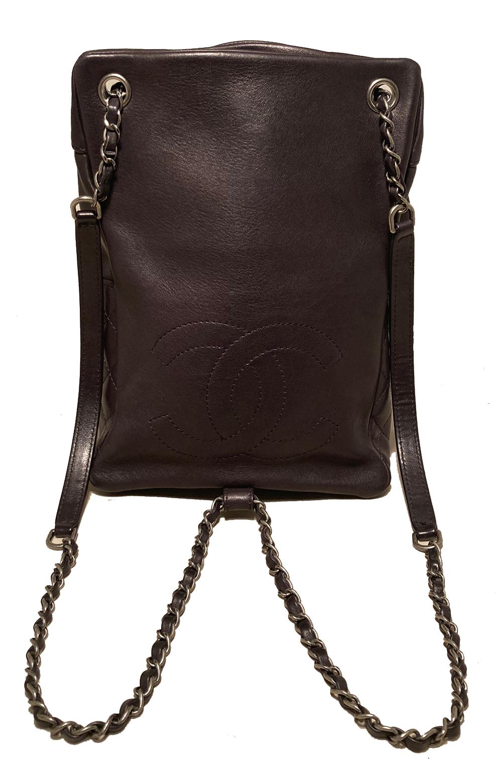 Top Quality Chanel Black Leather Drawstring Backpack