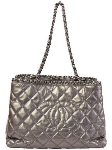 Top Quality Chanel Around 2010 Made Cc Mark Stitch Chain Tote Bag Silver