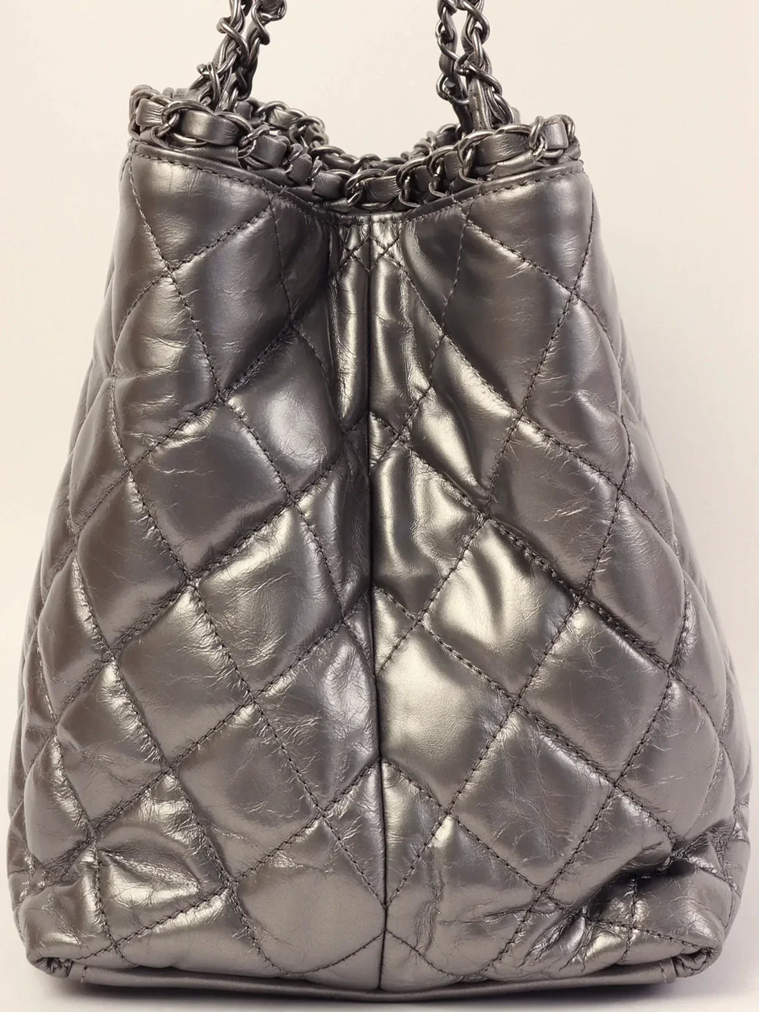 Top Quality Chanel Around 2010 Made Cc Mark Stitch Chain Tote Bag Silver