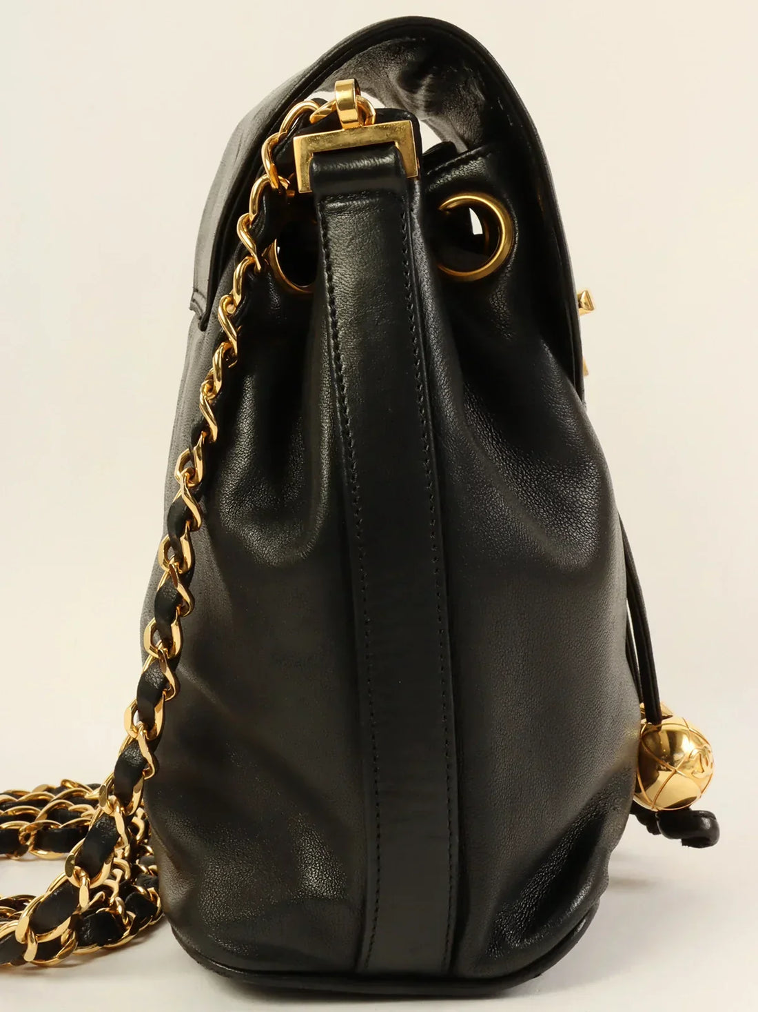 Top Quality Chanel Around 1995 Made Turn-Lock Mini Drawstring Shoulder Bag With Pouch Black