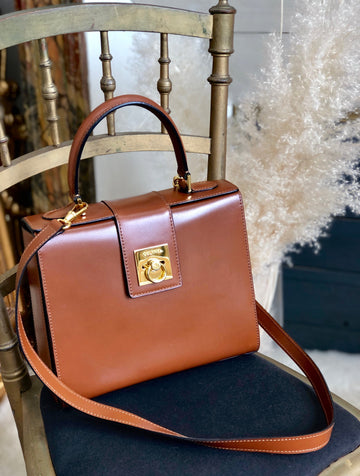 CELINE Gancini Box Handbag Crossbody Shoulder bag Brown New 1:1 Old Celine s48cfp