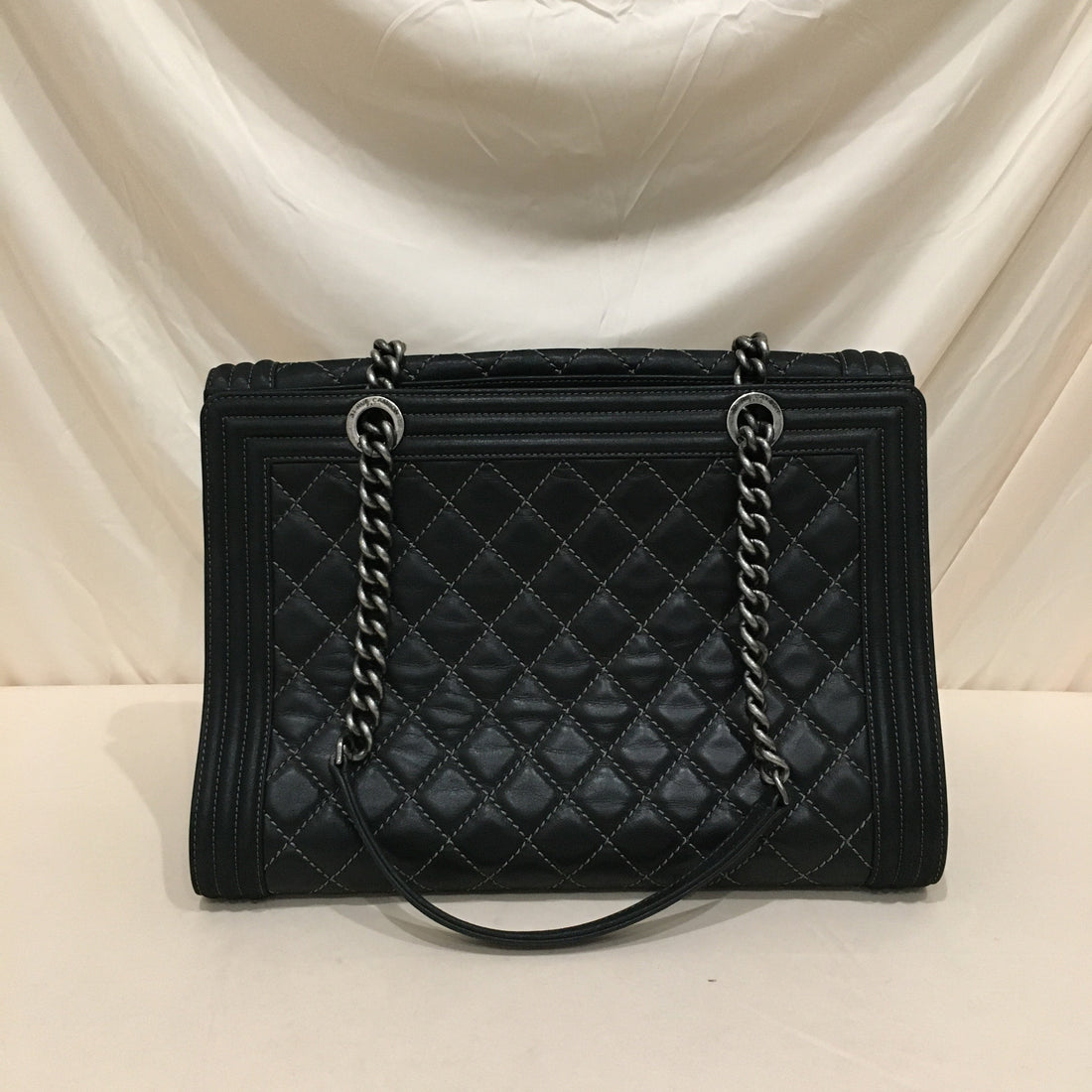 Top Quality Chanel Black Leather Large Boy Shoulder Bag Sku# 76345