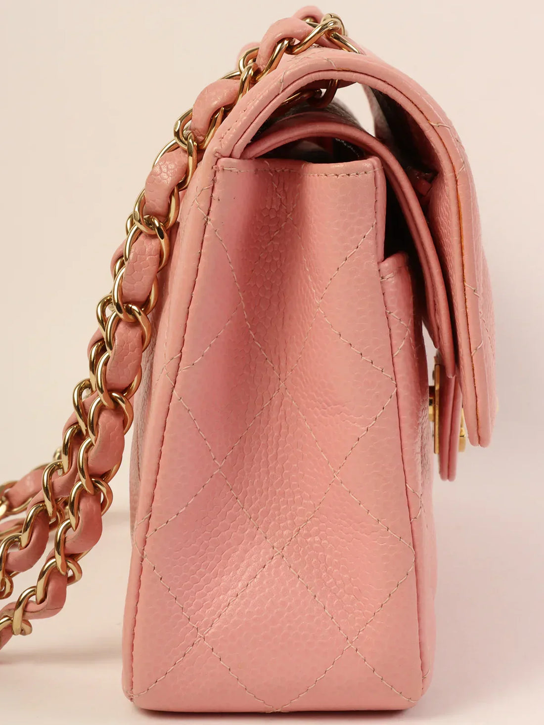 Top Quality Chanel Around 2003 Made Caviar Skin Classic New Chain Bag 23Cm Pink