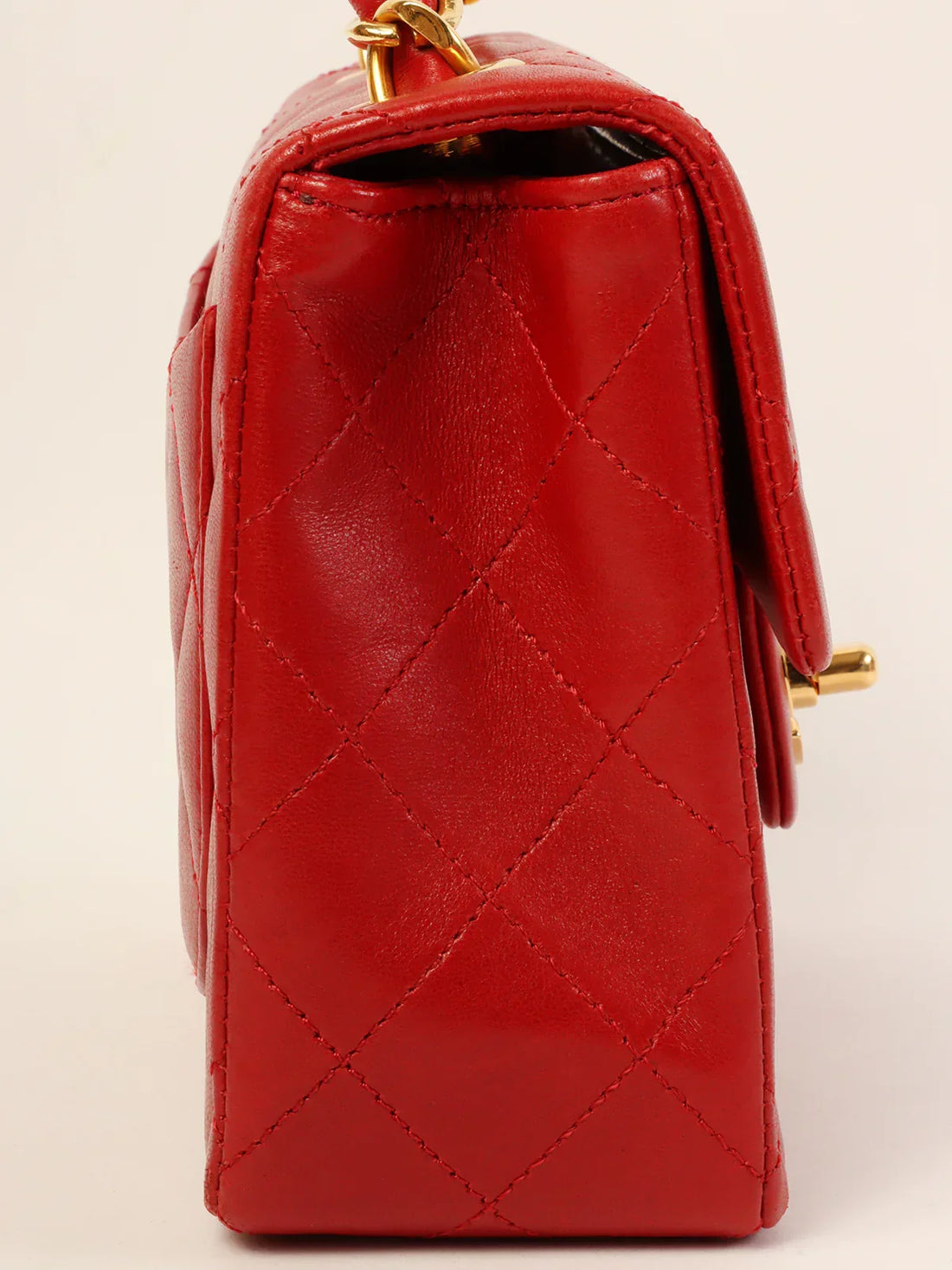 Top Quality Chanel Around 1990 Made Classic New Chain Top Handle Bag Mini Red