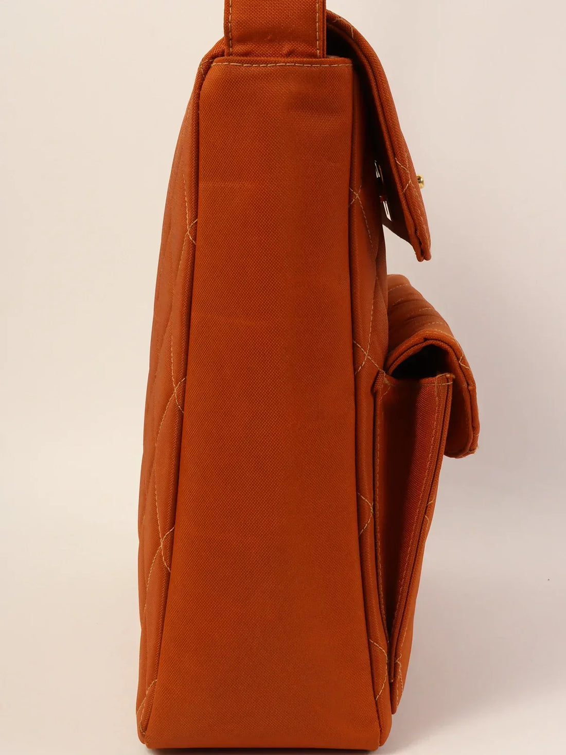 Top Quality Chanel Around 1997 Made Nylon Turn-Lock One Shoulder Bag Orange