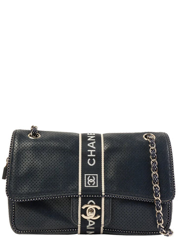 Top Quality Chanel Around 2004 Made Sport Line Punching Turn-Lock Chain Bag Navy/White