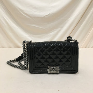 Top Quality Chanel Black Patent Super Mini Boy Shoulder Bag Sku# 76305