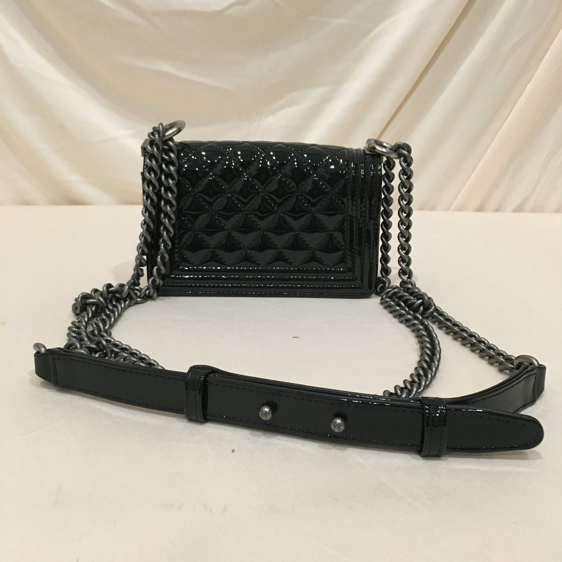 Top Quality Chanel Black Patent Super Mini Boy Shoulder Bag Sku# 76305