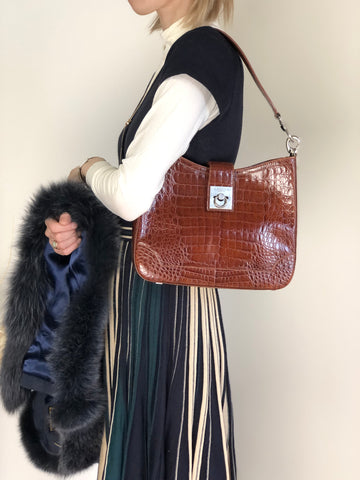 CELINE Gancini Shoulder bag Brown New 1:1 uh6ta4