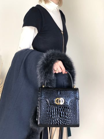CELINE Circle Logo Two-way Top Handle Handbag Shoulder bag Black New 1:1 bwjy43