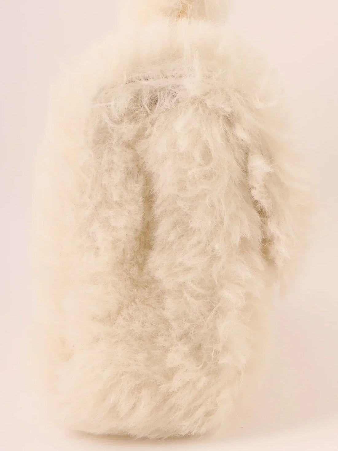 Top Quality Chanel Around 1992 Made Fur Turn-Lock Top Handle Bag Off White