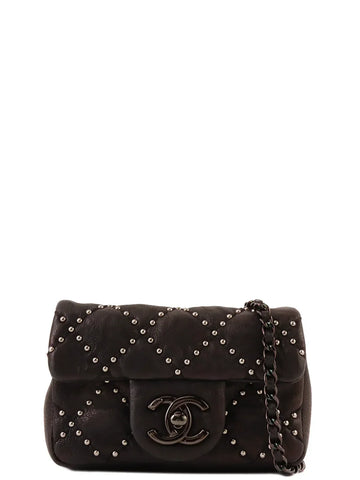 Top Quality Chanel Around 2014 Made Studs Turn-Lock Chain Bag Mini Black