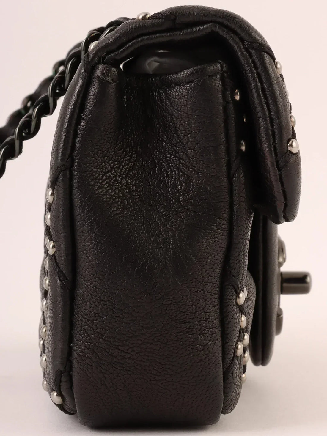 Top Quality Chanel Around 2014 Made Studs Turn-Lock Chain Bag Mini Black