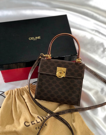 CELINE Macadam Gancini Top handle Handbag Shoulder bag 2way Brown Old CELINE New 1:1 ummetd