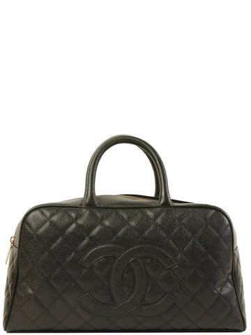 Top Quality Chanel Around 2003 Made Caviar Skin Cc Mark Stitch Boston Bag Black