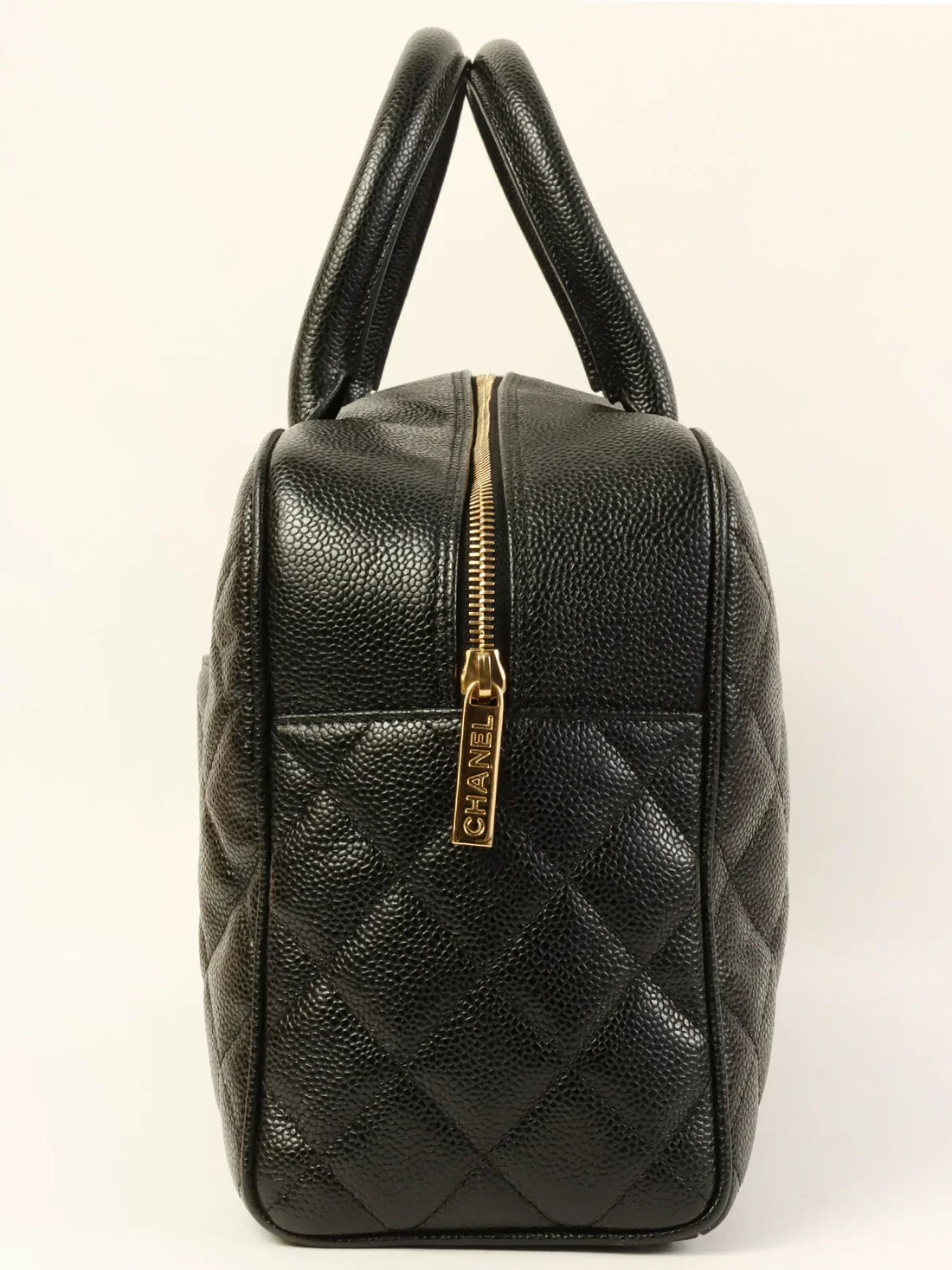Top Quality Chanel Around 2003 Made Caviar Skin Cc Mark Stitch Boston Bag Black
