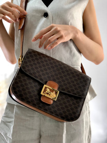 CELINE Macadam Horse carriage Leather crossbody  Shoulder bag Brown New 1:1 Old Celine 6pg6by?
