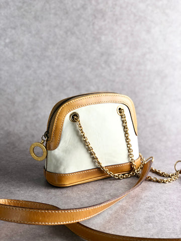 CELINE Circle Logo Charm Metal Clasp Chain Shoulder bag Beige New 1:1 2aechi