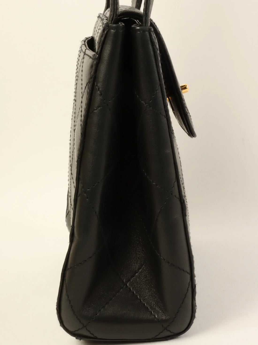 Top Quality Chanel Around 1998 Made Turn-Lock Top Handle Bag Black