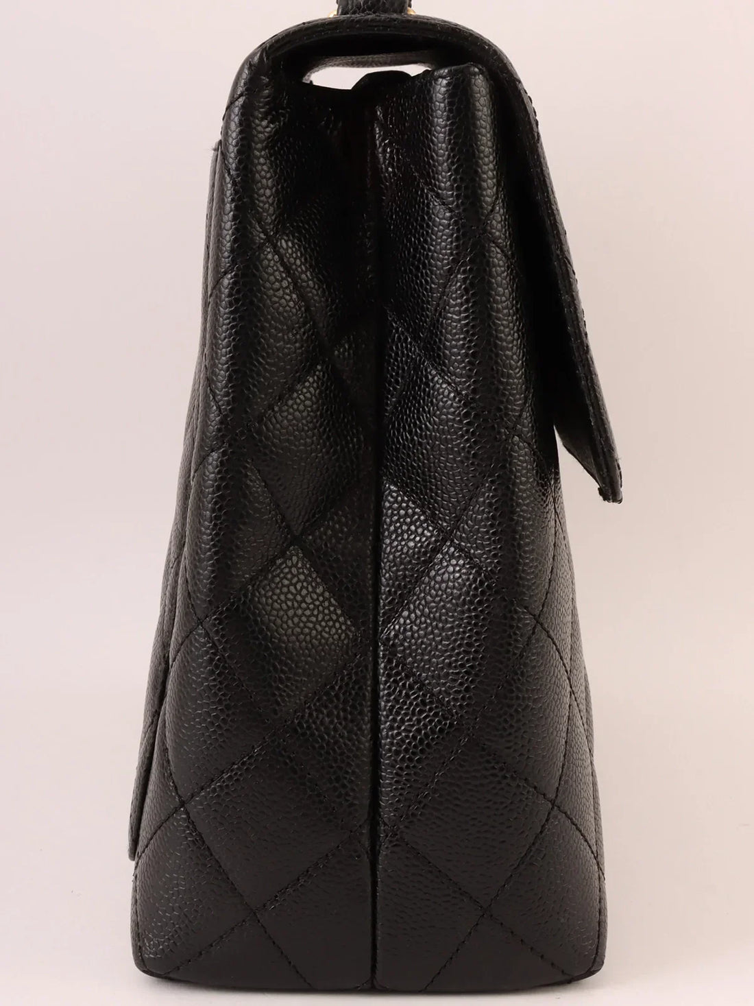 Top Quality Chanel Around 2001 Made Caviar Skin Turn-Lock Top Handle Bag Black