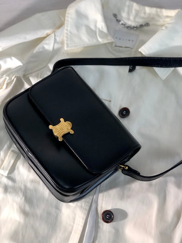 CELINE Triomphe Crossbody Shoulderbag Black New 1:1 Old CELINE 4hp84x