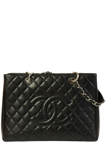 Top Quality Chanel Around 2014 Made Caviar Skin Cc Mark Stitch Chain Tote Bag Black