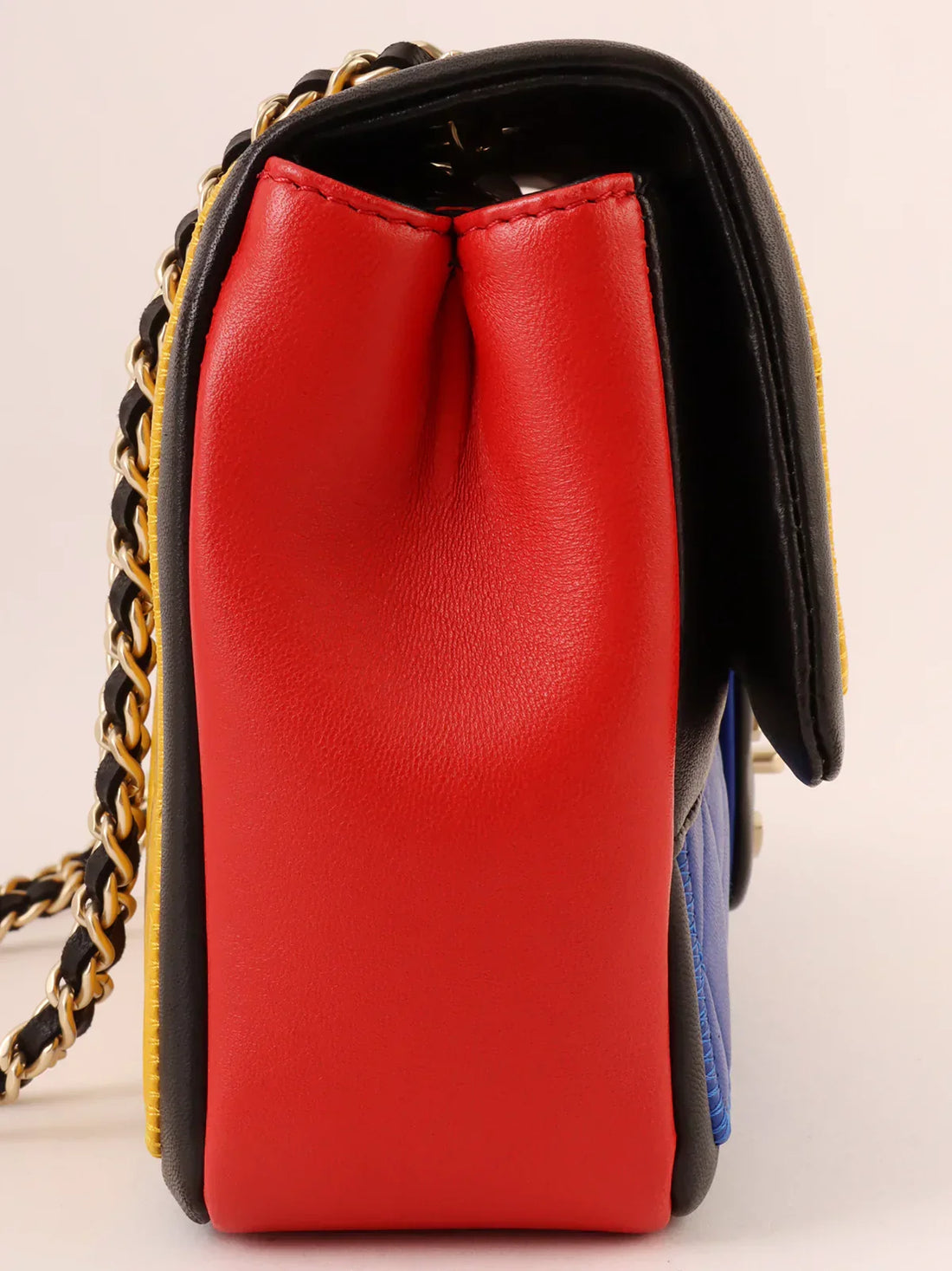 Top Quality Chanel Around 2014 Made Mondrian Tricolore Turn-Lock Chain Shoulder Bag Yellow/Blue/Red