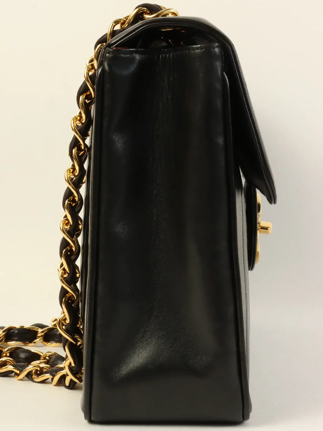 Top Quality Chanel Around 1995 Made Mademoiselle Stitch Turn-Lock Chain Bag Black