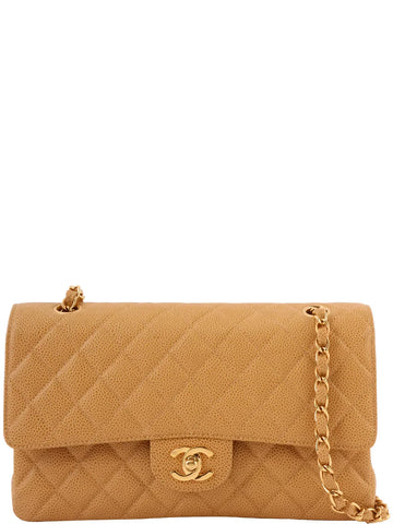 Top Quality Chanel Around 2001 Made Caviar Skin Classic New Chain Bag 25Cm Beige