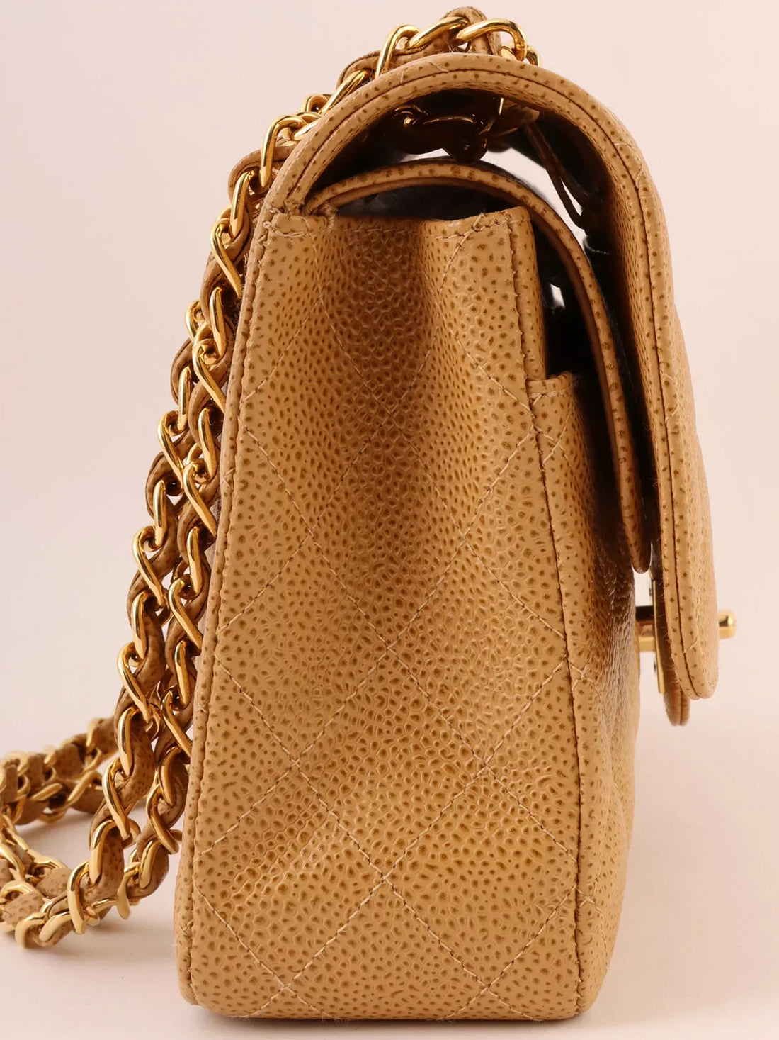 Top Quality Chanel Around 2001 Made Caviar Skin Classic New Chain Bag 25Cm Beige