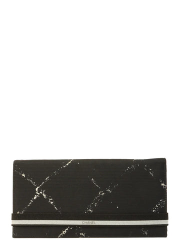 Top Quality Chanel Around 1998 Made Travel Nylon Long Wallet Black